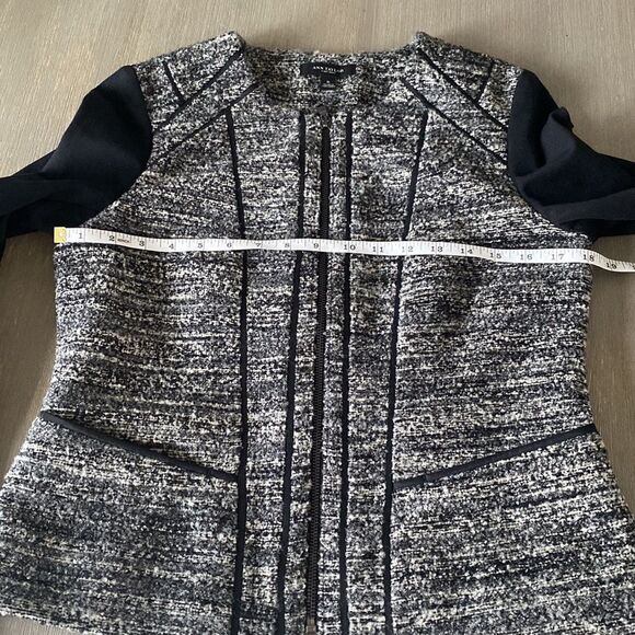 Ann Taylor Chic Black/Gray Wool Blend Tweed Jacket Blazer Career Women’s Size 6 - Picture 6 of 14